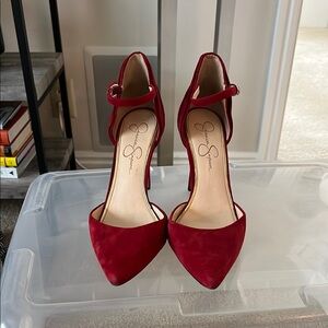 Jessica Simpson Red Heels with Ankle Strap
